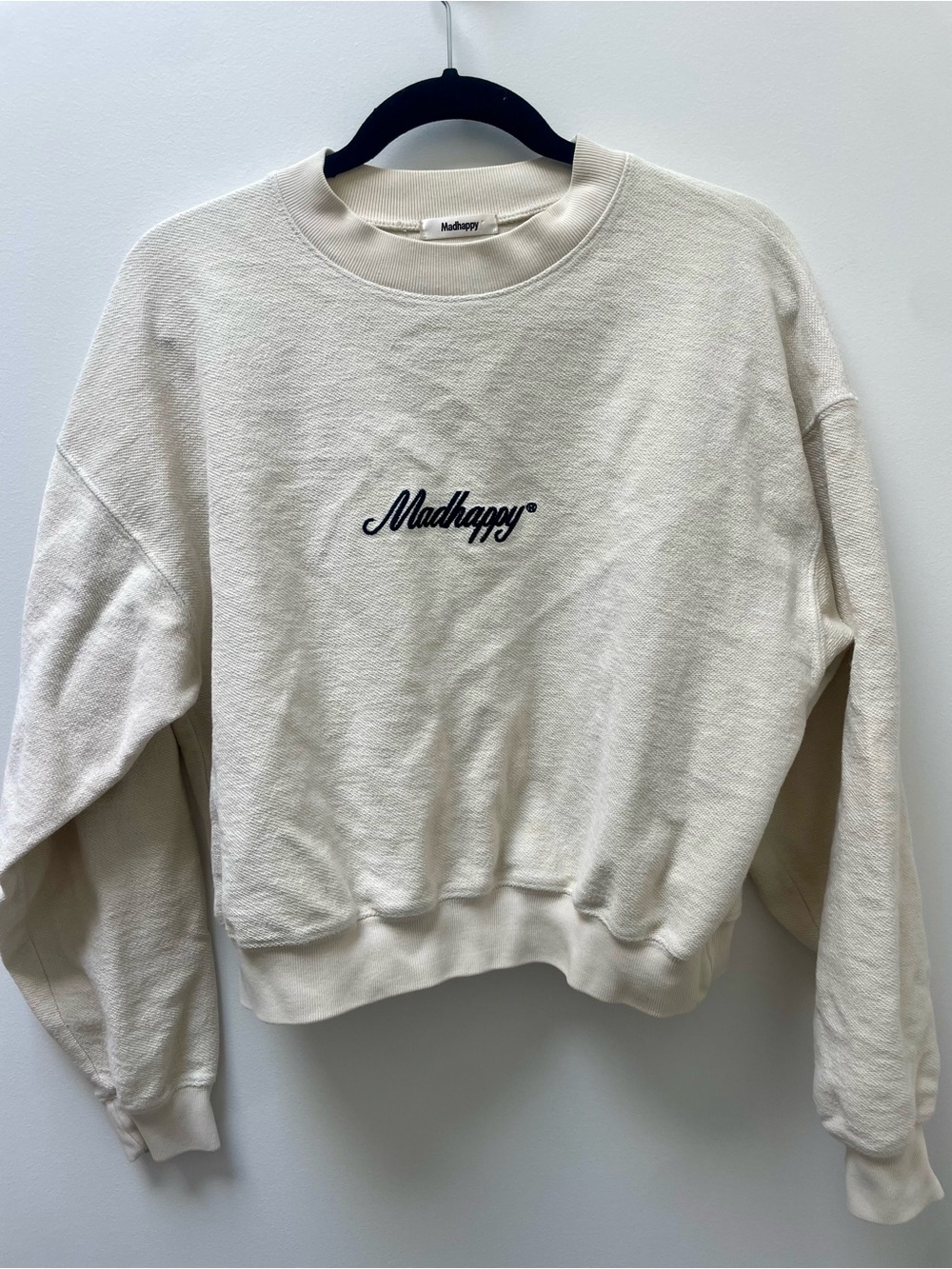 Madhappy Cropped Crewneck Sweatshirt with Script Logo RARE Size Medium